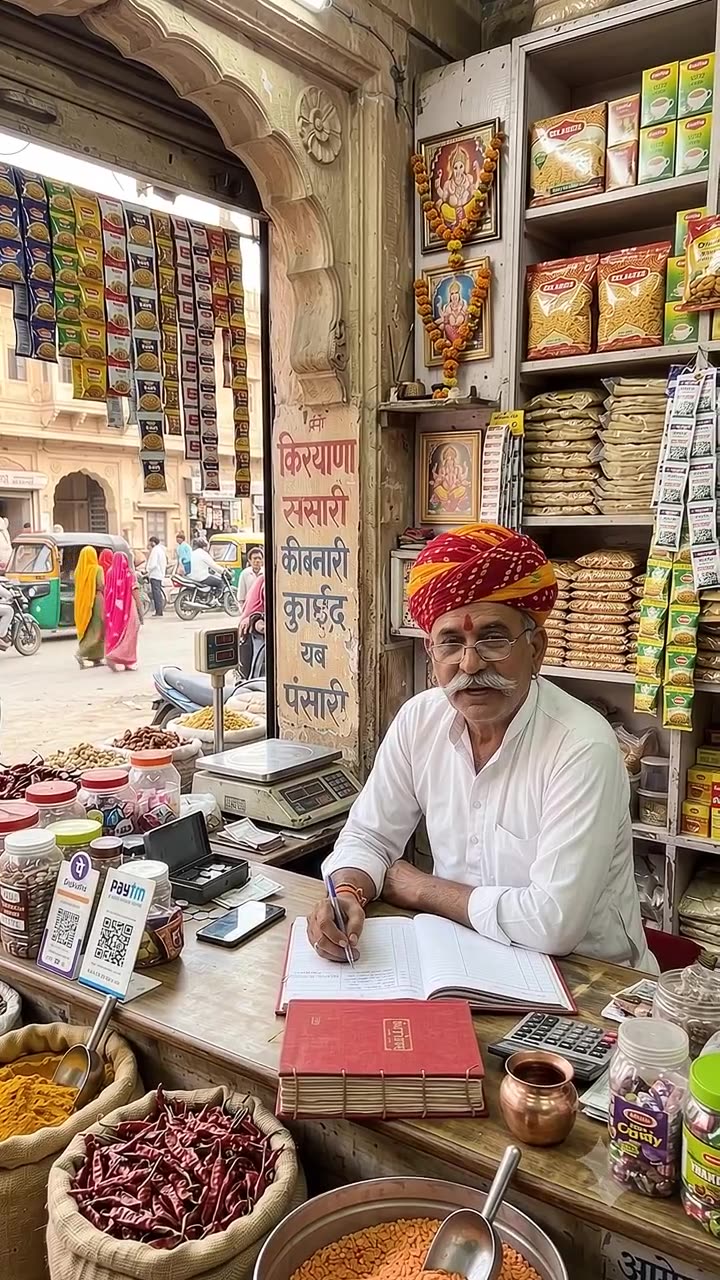 Shopkeeper reviewing inventory app 1080p