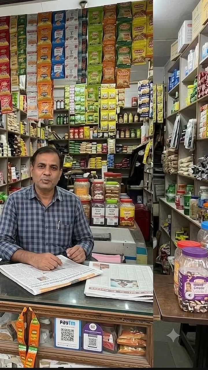 Shopkeeper speaking review in shop